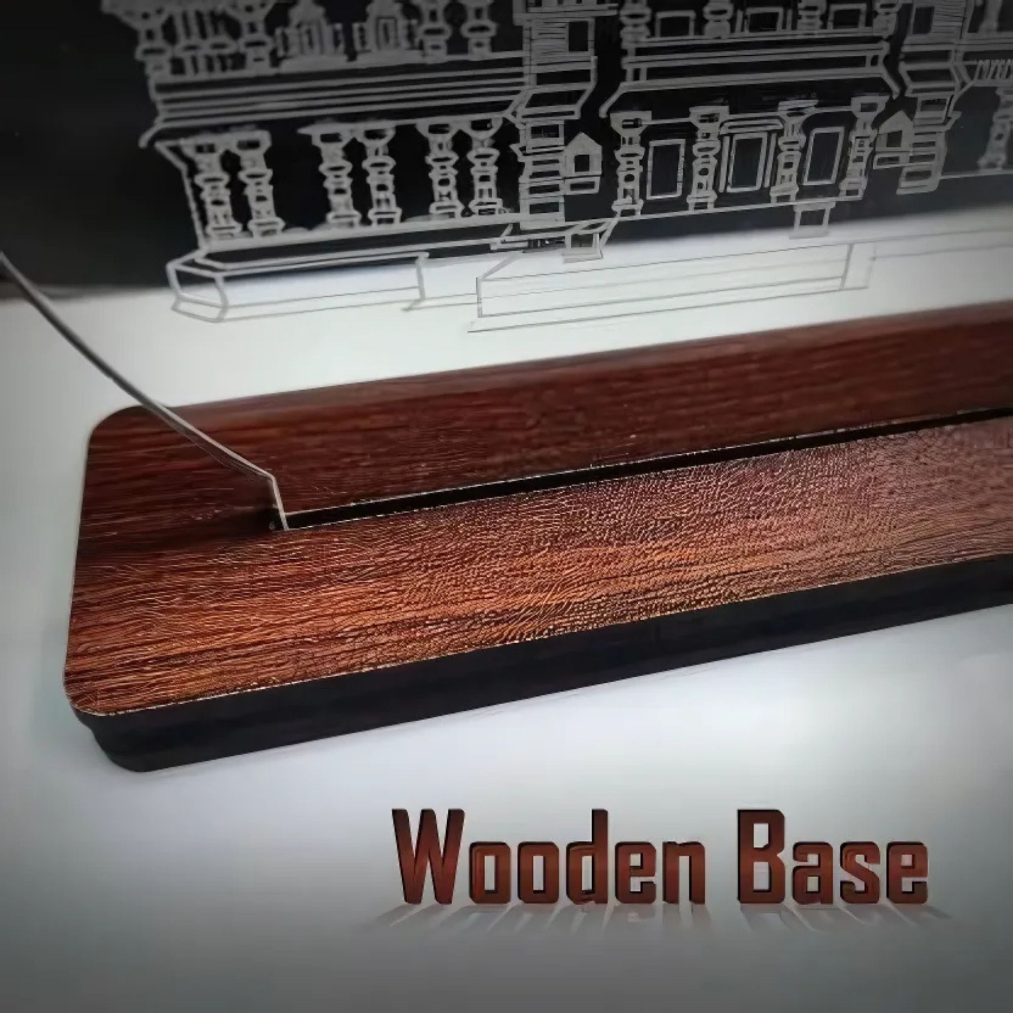 White LED Wooden Base Table Lamp